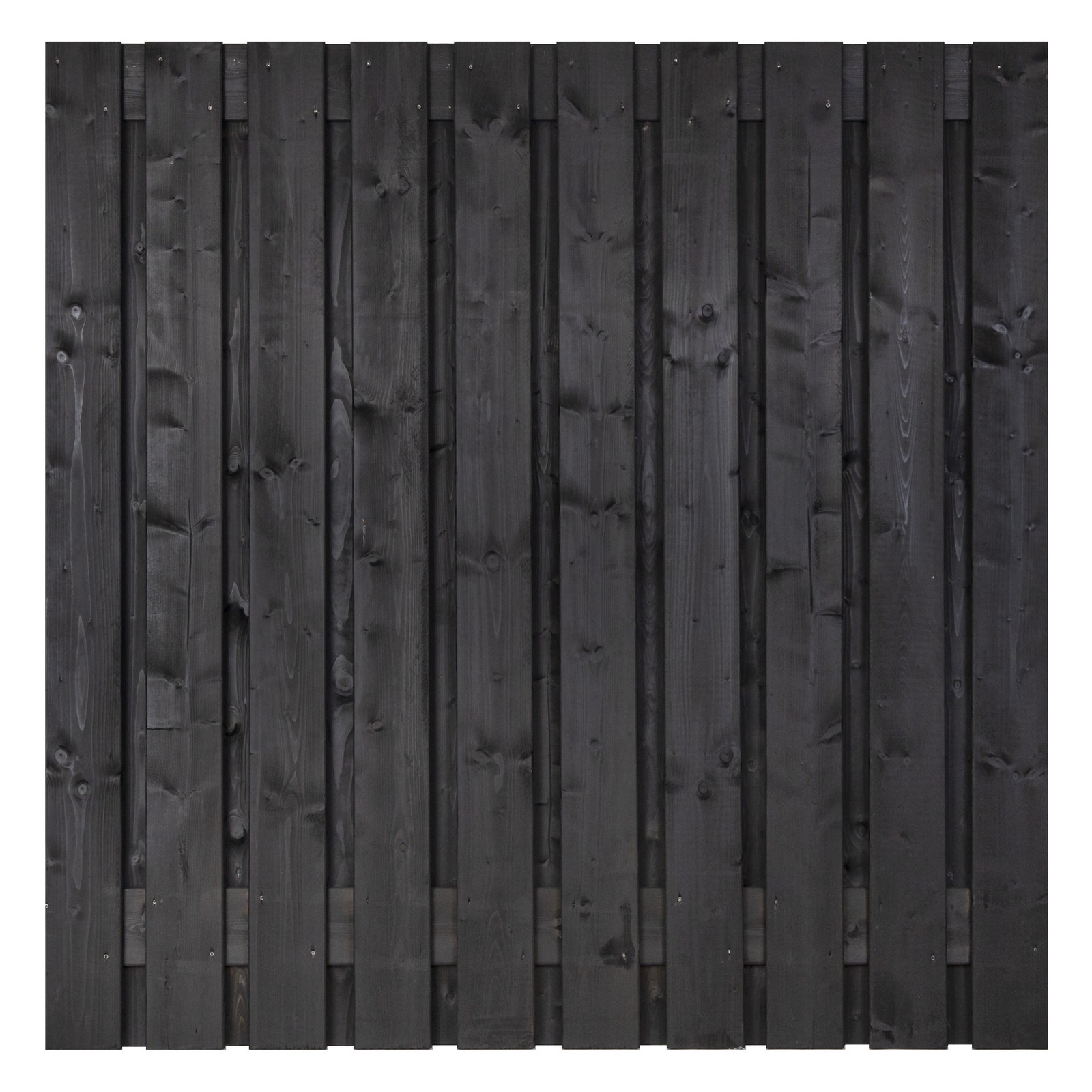 planks zwart gespoten schuttingscherm | 180 x 180cm - Joost Breden B.V.
